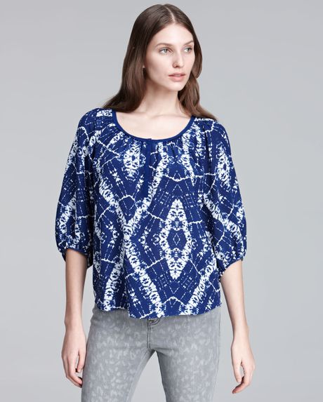 Rebecca Taylor Batik Dyed Blouse in Blue - Lyst