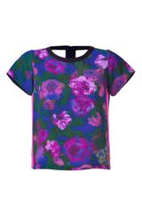 Sandro Blue Multicolor Rose Top