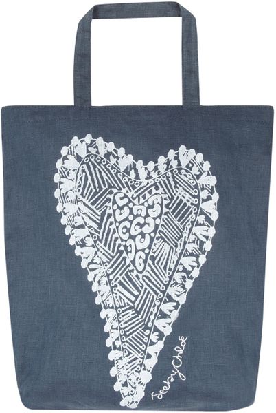 See By Chloé Blue Heart Motif Tote Bag in Gray (blue) - Lyst