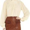 See By Chloé Pleated Hammered Silk Blouse in Beige (cream) - Lyst