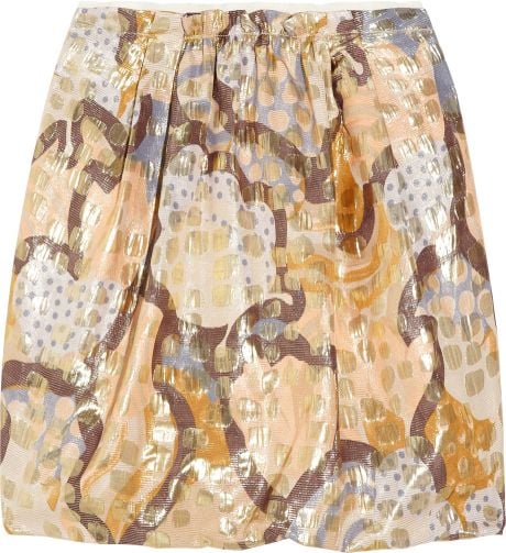 See By Chloé Bee Free Brocade Mini Skirt in Brown (yellow) - Lyst