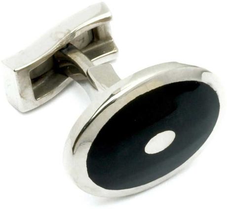 Tm Lewin Black Radiating Oval Enamel Cufflinks in Black for Men - Lyst