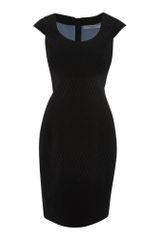 Andrew Marc Cap Sleeve Panelled Jacquard Dress