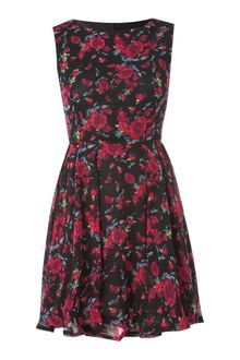 Ax Paris Floral Print Skater Dress - Lyst