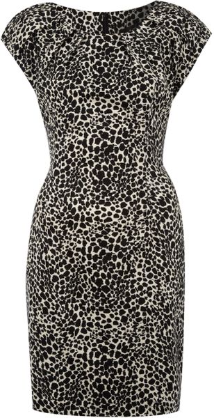 Ax Paris Animal Print Cap Sleeve Dress in Black (cream) - Lyst