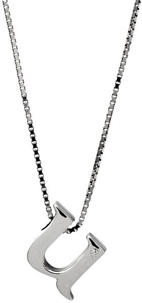  Letter U Sterling Silver Diamond Pendant 