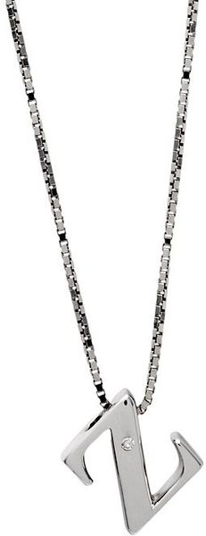  Letter Z Sterling Silver Diamond Pendant 