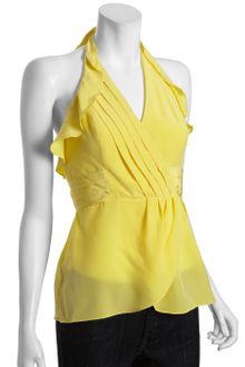 BCBGMAXAZRIA  Silk Pleated Halter Top - Lyst