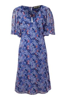 Biba Oriental Printed Flute Sleeve Dress - Lyst