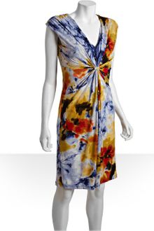 Calvin Klein Sketch Print Stretch Jersey Gathered Front Dress - Lyst