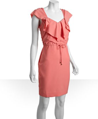  Crepe Tie Waist Ruffle Front Dress 