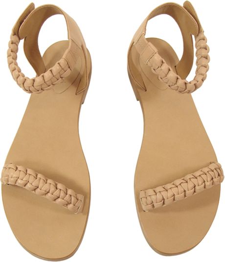 square toe braided flat sandals