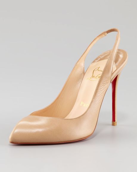 Christian Louboutin Corneille Asymmetric Slingback Beige in Beige - Lyst