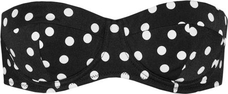 Dolce & Gabbana Polkadot Print Underwired Bandeau Bikini Top in Black - Lyst