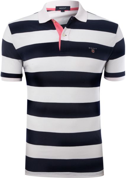 Gant Classic Fit Bar Striped Polo Shirt in White for Men - Lyst