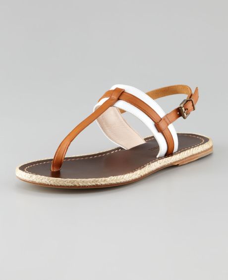 Giorgio Armani Espadrillebottom Flat Sandal in Beige (white) - Lyst