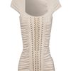 Jane Norman Beige Stud Detail Ruched Top in Beige - Lyst