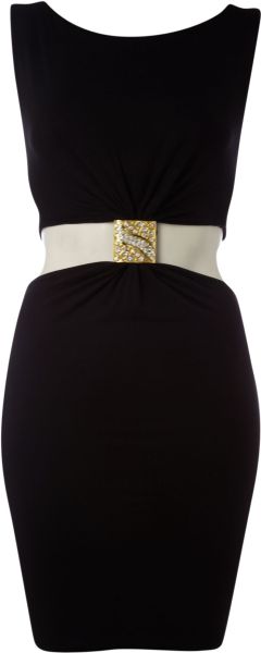 John Zack Embellished Cut Out Dress in Black - Lyst