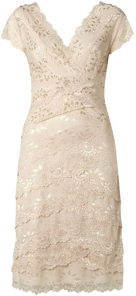  Lace V Neck Layered Dress 