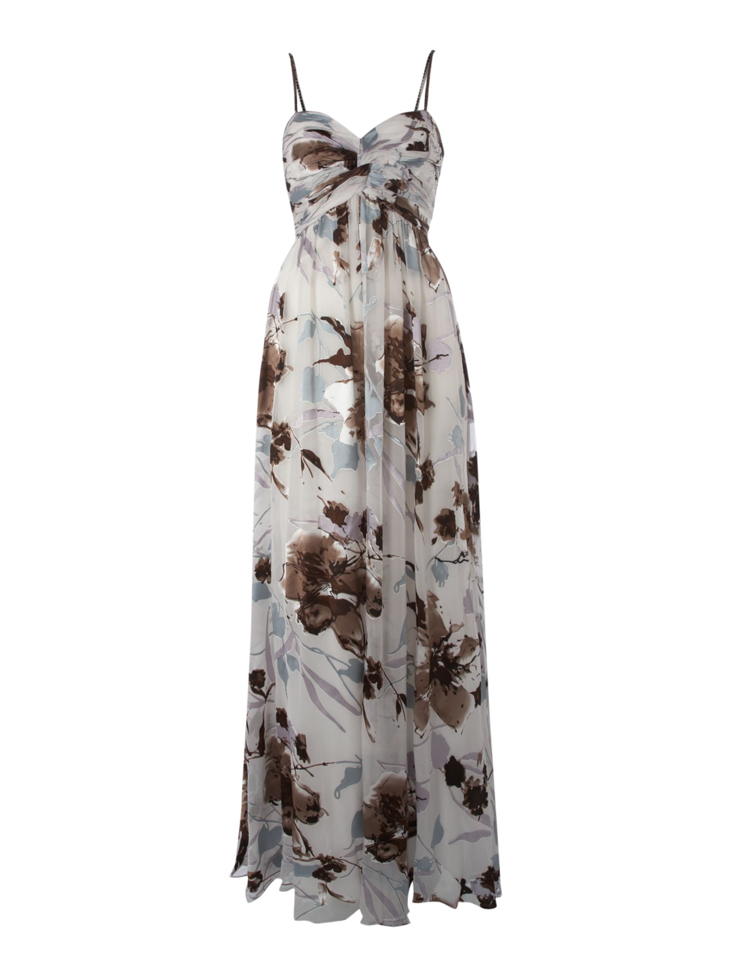 Js Collections Printed Strappy Maxi Dress in Floral (ivory)