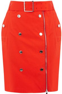 Karen Millen Structured Cotton Tailored Skirt - Lyst
