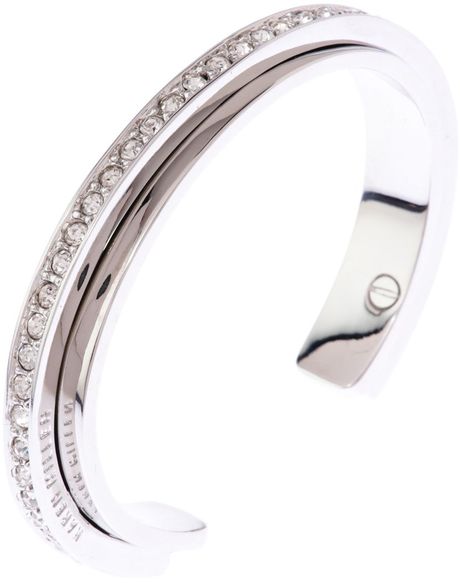 Karen Millen Metal Tropical Cuff in Gray (silver) - Lyst