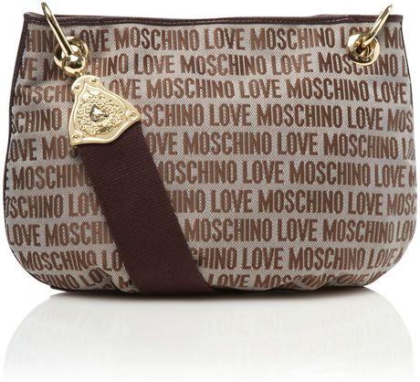 Love Moschino Jaquard Small Crossbody in Brown - Lyst