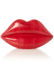 Lulu Guinness Large Lips Snake Clutch Bag - Lyst
