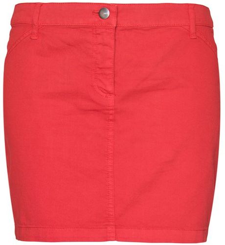 Mango Button Denim Miniskirt in Pink (red) - Lyst