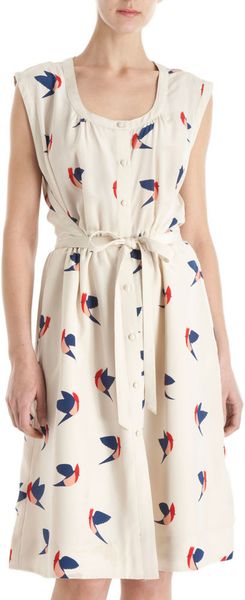  Bird Print Dress 