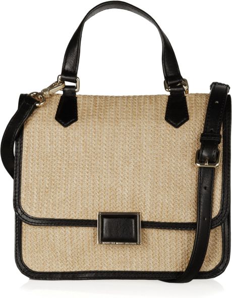 Marc By Marc Jacobs Faux Leather Trimmed Straw Shoulder Bag in Beige (straw) - Lyst