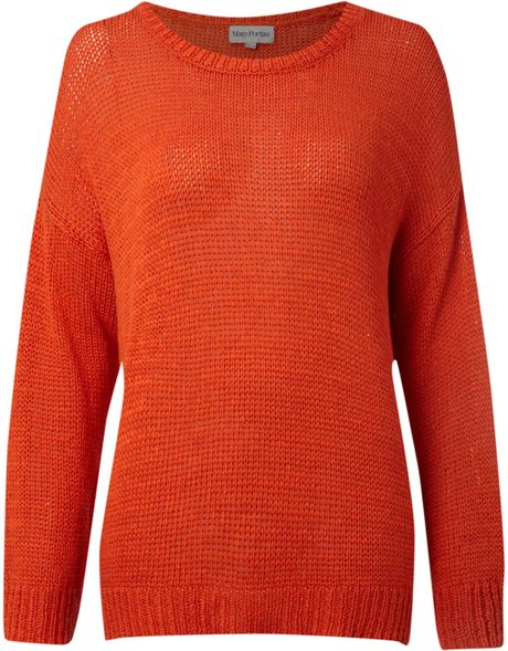 Mary Portas Slouchy Tape Yarn Knit Jumper in Red (poppy) - Lyst