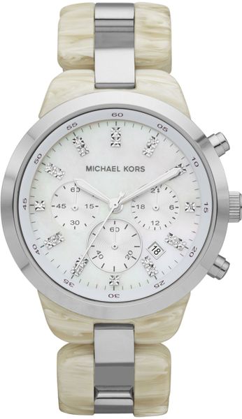 Michael Kors Midsize Showstopper Chronograph Watch Alabaster Acetate in Beige (horn) - Lyst