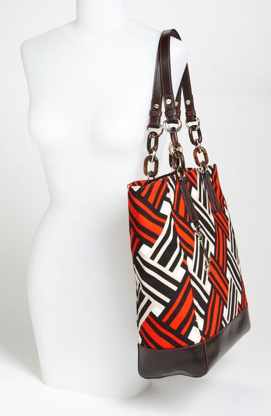 Milly Market Canvas & Leather Tote Bag in Multicolor (orange) | Lyst