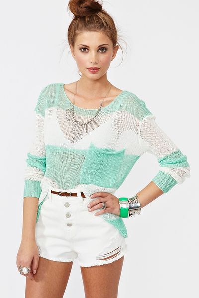 Nasty Gal Shoreline Knit in Green (mint) - Lyst