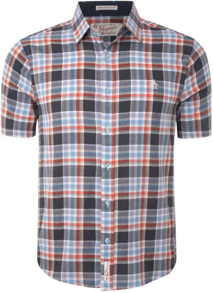 Original Penguin Short Sleeved Shirt in Blue for Men - Lyst