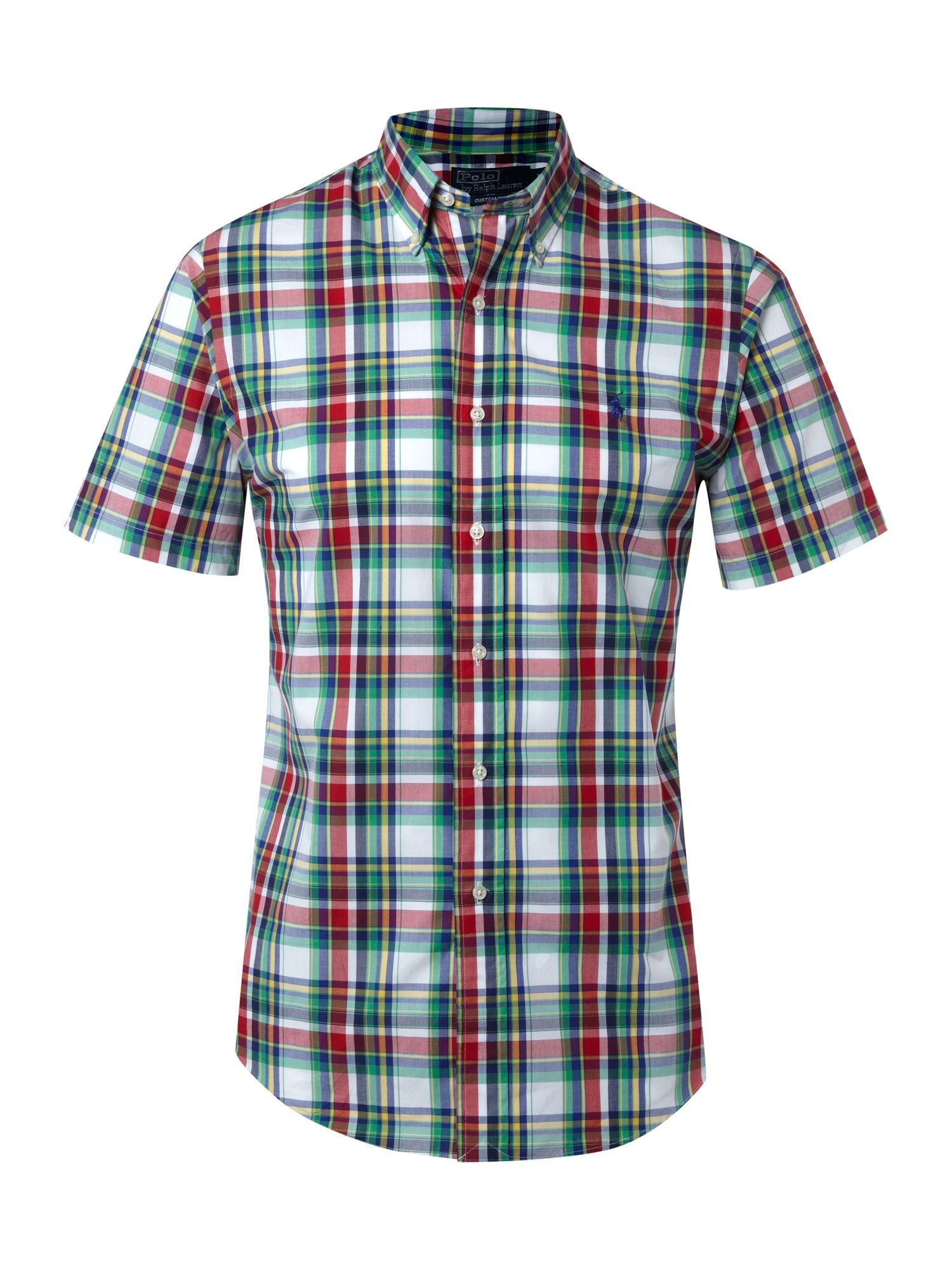 Polo Ralph Lauren Short Sleeved Custom Fitted Bright Plaid Shirt in