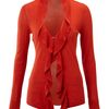 T Tahari Ruffle Front Knit Cardigan in Red - Lyst