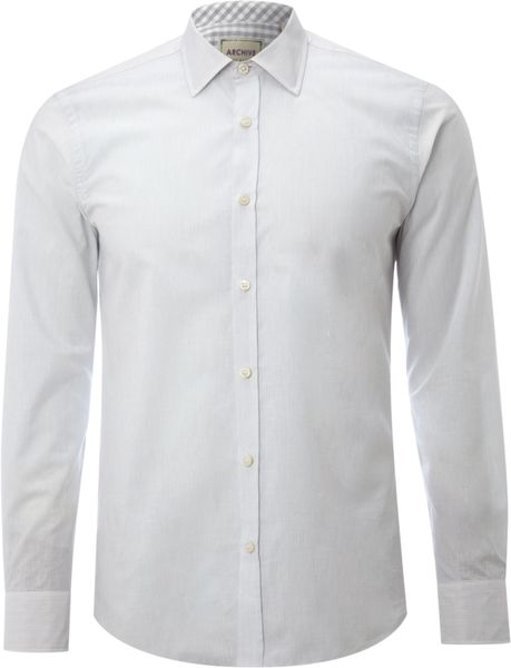 Ted Baker Long Sleeved Linen Satin Formal Shirt in Gray for Men (grey) - Lyst