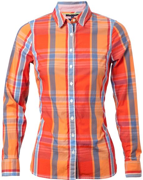 Tommy Hilfiger Felice Check Long Sleeve Shirt in Multicolor (orange) - Lyst