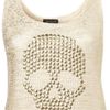 Topshop Stud Skull Crop Vest in Beige (cream) - Lyst