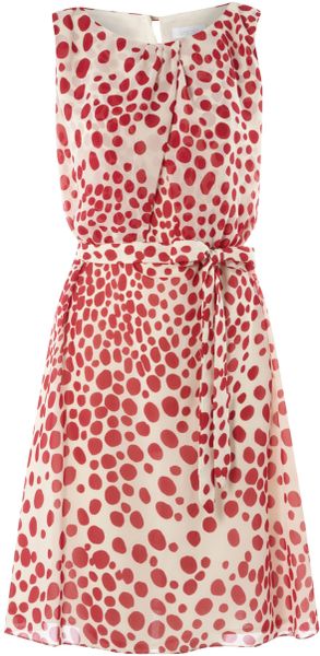 Untold Draped Polka Dot Dress in Red (raspberry) - Lyst