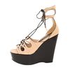 Alexander Mcqueen Lace Up Wedge Sandal  in Black (s) - Lyst