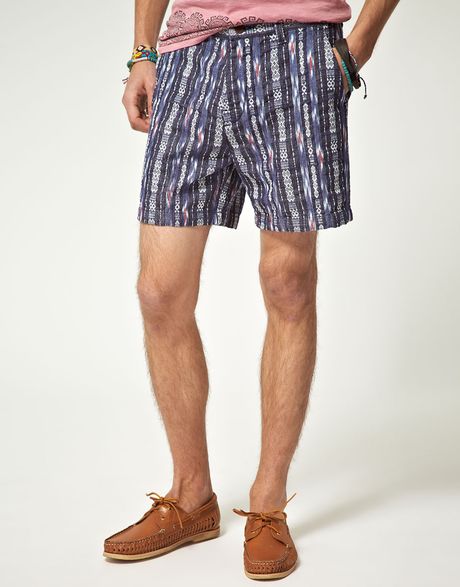 Asos Asos Aztec Shorts with Patch Pocket in Blue for Men - Lyst