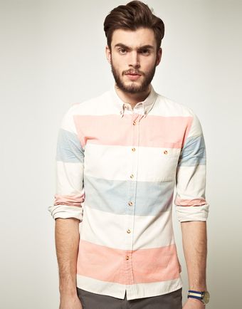 Asos Asos Oxford Shirt in Block Stripe - Lyst