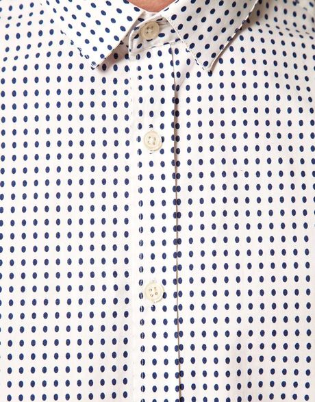 Asos Asos Slim Fit Polka Dot Shirt in Beige for Men (ecru)