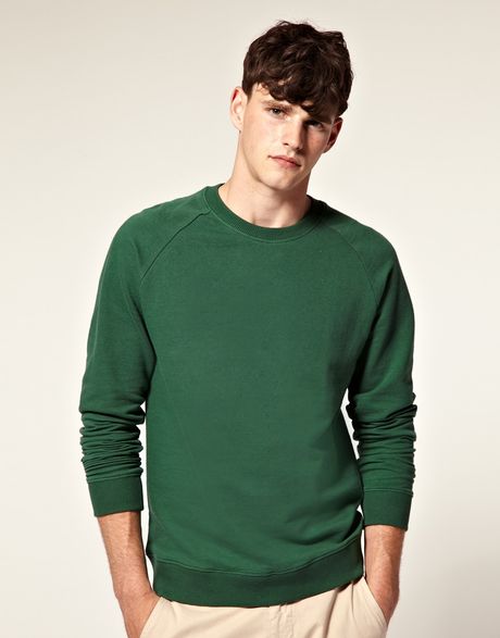 Asos Asos Raglan Crew Neck Sweatshirt in Green for Men | Lyst
