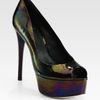 B Brian Atwood Patent Leather Peep Toe Platform Pumps in Gold (black) - Lyst