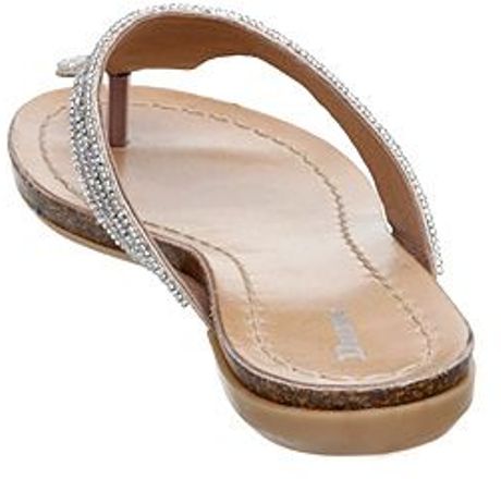 dune silver flat sandals