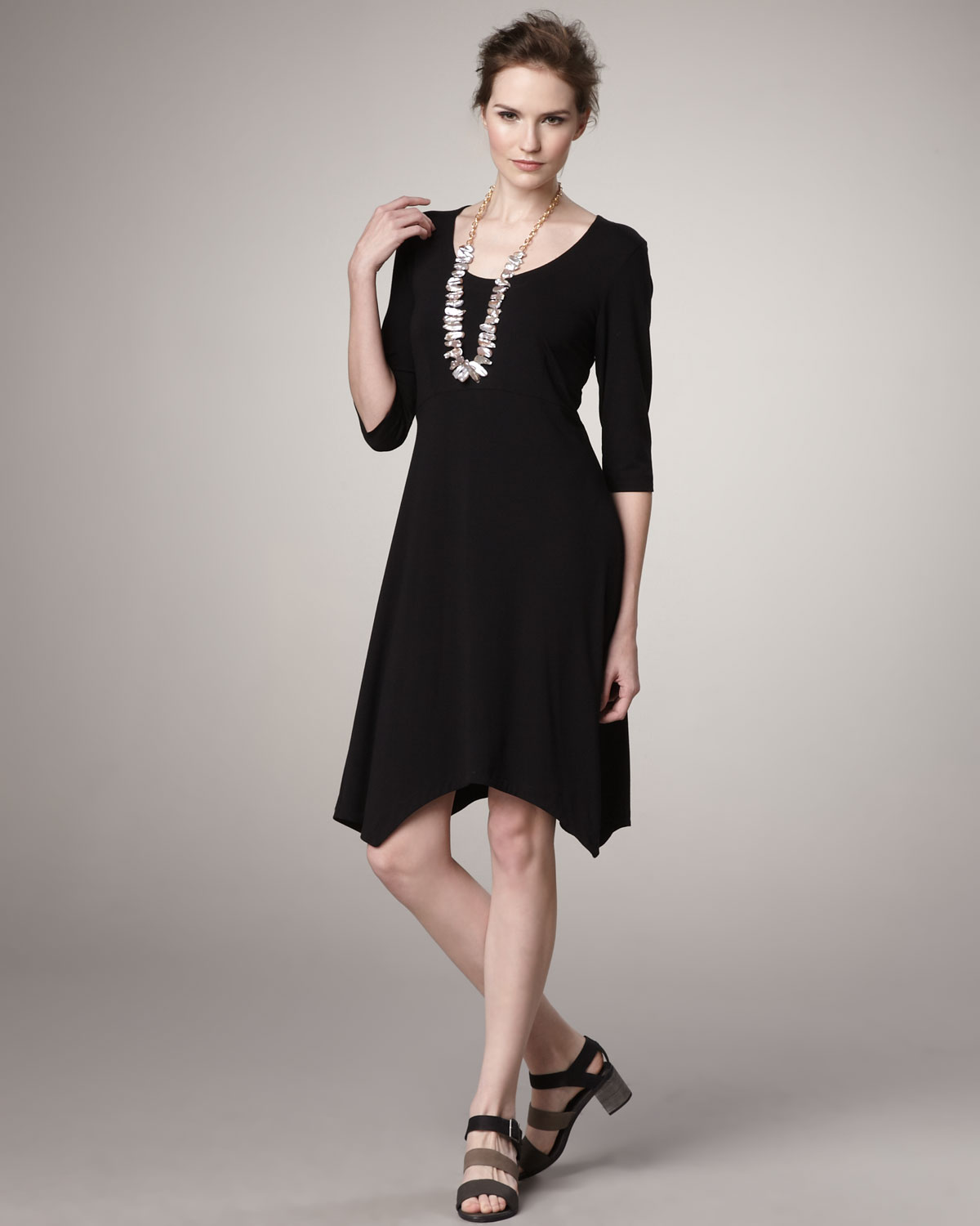 Eileen Fisher Jersey Dress Petite in Black Lyst